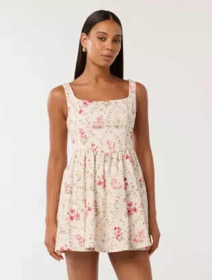Brielle Printed Lace Up Mini Dress in Pink