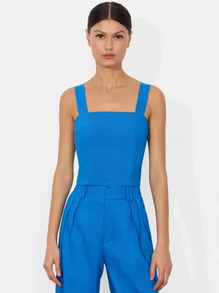 Natalia Linen-Blend Lace-Up Top