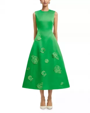 Cleo Appliqué Sleeveless Midi Dress