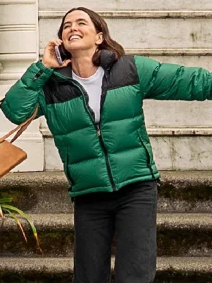 Voicemails for Isabelle 2026 Zoey Deutch Green Puffer Jacket