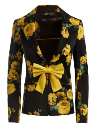 Keke Palmer Password S03 Yellow Floral Bow Front Blazer