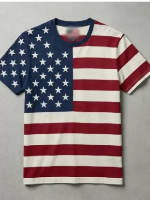 Independence Day American Flag Striped Graphic T-Shirt