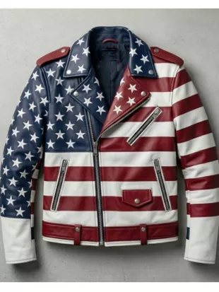 Independence Day 2026 American Flag Leather Jacket