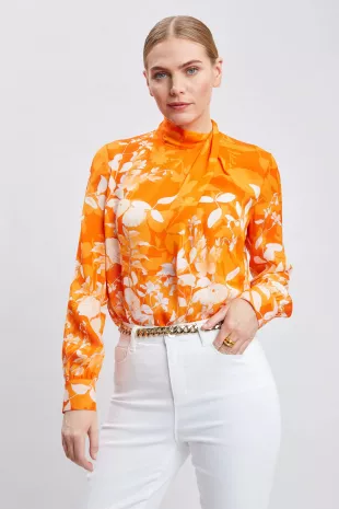 Floral Draped Neck Shirt