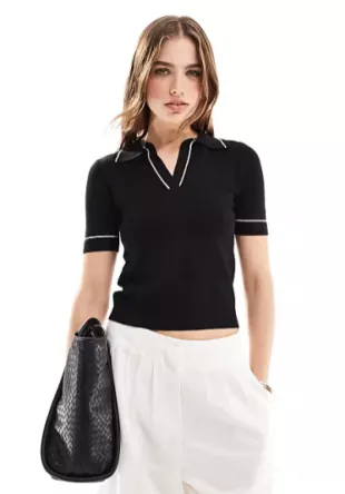 Tipped Edge Polo Top