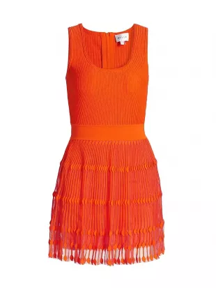 Sheer-Knit Sleeveless Flare Minidress