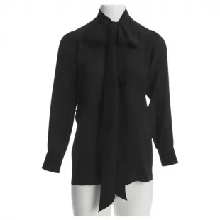 Silk Bow Blouse with Garden Print