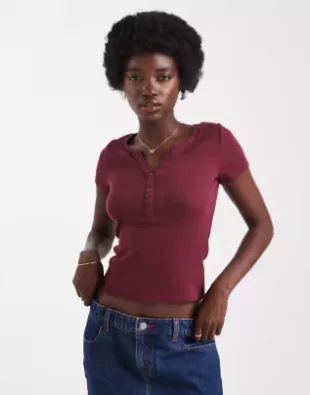 Short Sleeve henley Top