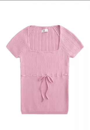 Short-Sleeve Square Neck Sweater