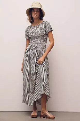 Margie Smocked Stripe Midi Dress