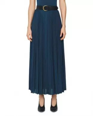Mist Pleated stretch-crepe Maxi Skirt