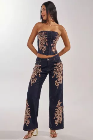 Malibu Embellished Wide Leg Denim