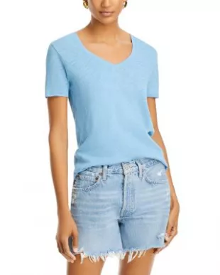 Anthony Thomas Melillo Short Sleeve V Neck Tee