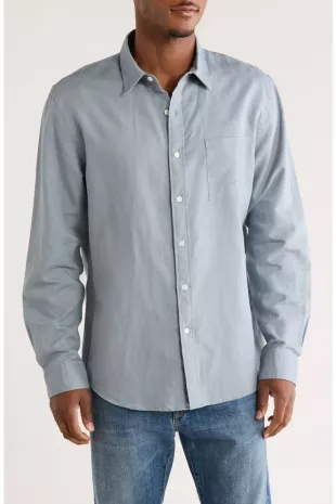 Classic Fit Linen Blend Button Up Shirt
