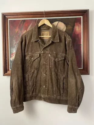 x Vintage Brown Corduroy Trucker Jacket 90s Rare Hype