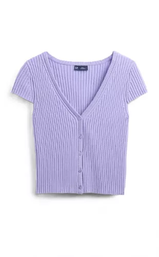 Cropped Rib Cardigan