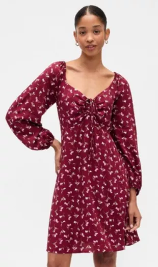 Smocked Print Mini Dress