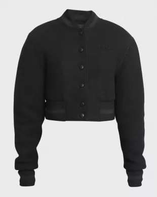 Logo-Embellished Wool Crop Bomber Jacket