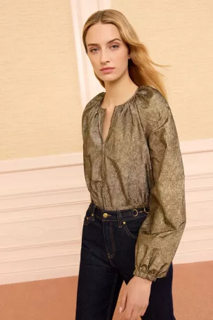 Orielle Metallic Taffeta Bomber Jacket