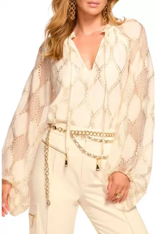 Ria Metallic Chain Print Top