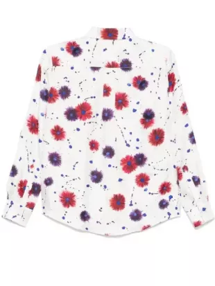 Good Morning America Deborah Roberts White Floral Shirt