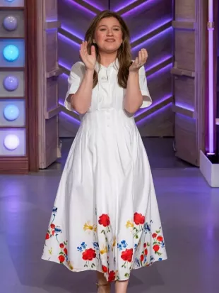 The Kelly Clarkson Show Kelly Clarkson White Floral Dress