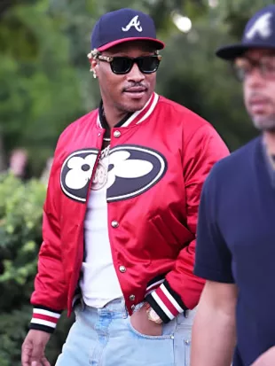 Future Rapper 2026 Red Satin Varsity Jacket