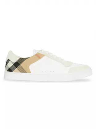 Reeth Low Top Check Detail Leather Sneakers