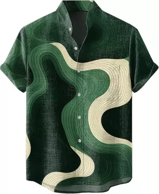 Short Sleeve Vintage 3D Print Beach Shirt