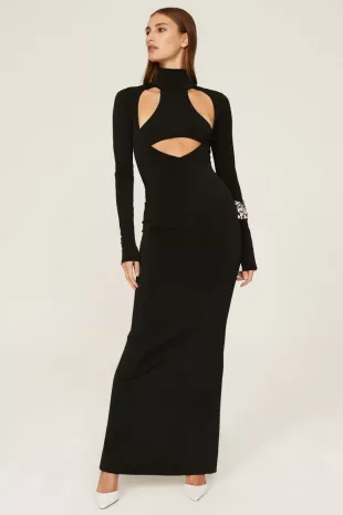 Turtleneck Cutout Gown LaQuan Smith
