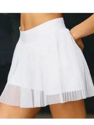 Size Small White Mesh Pleated Tulle Sporty Tennis Golf Skirt