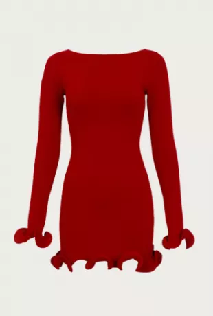 Ruffle Hem Mini Dress