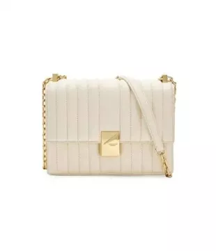 Women's Deco Leather Flap Chain Crossbody