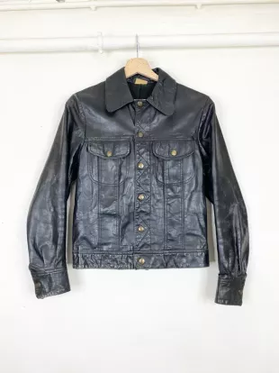 70-80s Lee Rider Leather Trucker Jacket