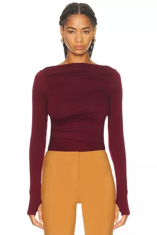 Fluid Jersey Draped Boatneck Top