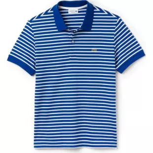 Lacoste Regular Fit Striped Men's Polo Shirt | Steamship Blue/White