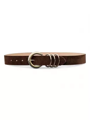 Two-Tone Buckle Suede Belt