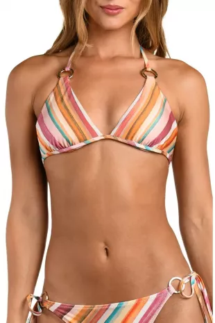 Annabelle Triangle Bikini Top in Watercolor Stripe