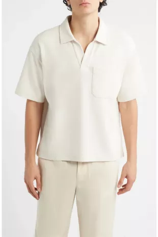 Textured Cotton Blend Polo