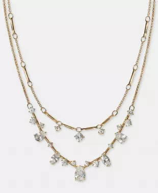Cubic Zirconia Bar Layered Statement Necklace