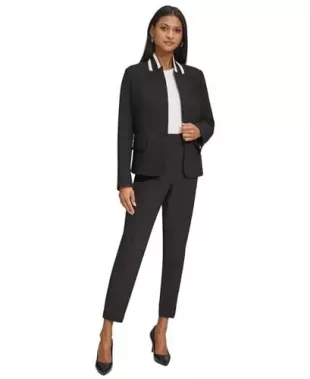 Contrast Collar Suit Blazer