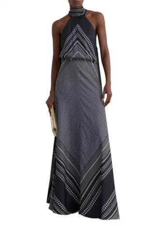Skylar High Neck Scarf Print Maxi Dress