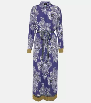 Printed Shirt Midi Dress