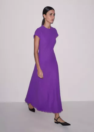 Bias Cut Maxi Dress in Violet Purple