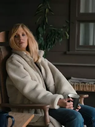 Dutton Ranch S01 Kelly Reilly White Sherpa Coat
