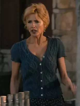 Dutton Ranch Kelly Reilly Blue Cable-Knit Cardigan