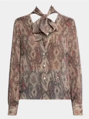 The Young and the Restless Nikki Newman Paisley Tie Neck Blouse