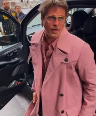 Brad Pitt 2026 Pink Trench Coat - Oskar Jacket