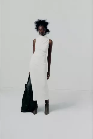 Zara White Ruched Sleeveless Dress 3152/314