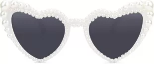 YOGFIT Heart Pearl Sunglasses for Women Fashion Classic Love Eye Protection Vintage Cute White Heart Sunglasses
